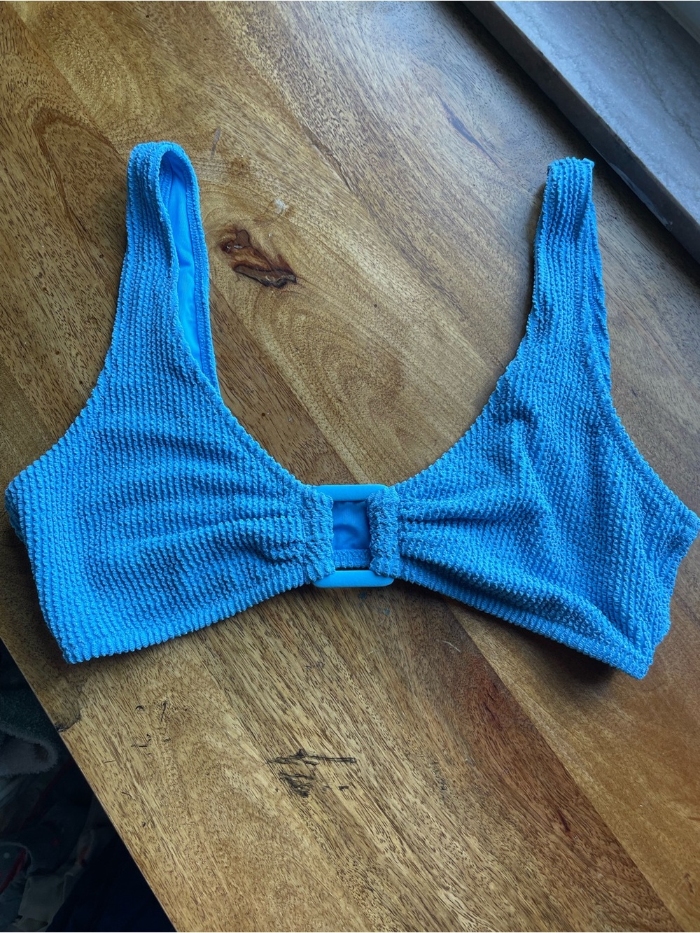 aerie Bright Blue Textured Bikini Top